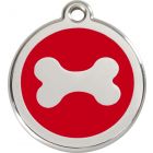 RedDingo Médaille d'identité "Os" rouge - La Compagnie des Animaux