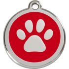 RedDingo Médaille d'identité "Patte" rouge - La Compagnie des Animaux