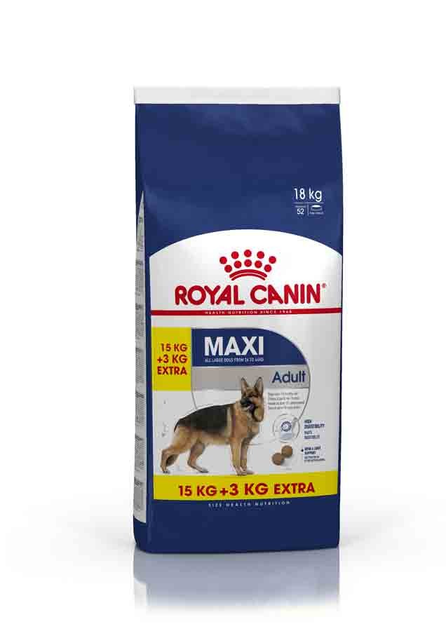 Royal Canin Maxi Adult 15 kg + 3 kg offerts - - La Compagnie Des Animaux