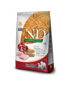 Farmina N&D Ancestral Grain Croquettes Chien Light Adulte Medium/Maxi poulet grenade 12 kg