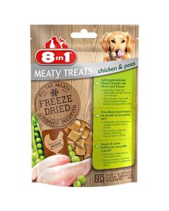 8in1 Freeze Dried Meaty Treats au poulet et aux petits pois pour chien 50 g
