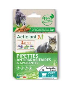 Actiplant Pipette Bio Antiparasitaire et Apaisante chat >5kg x3