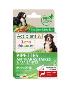 Actiplant Pipettes Bio Antiparasitaires Apaisantes chien >30kg x3