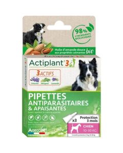 Actiplant Pipettes Bio Antiparasitaires Apaisantes chien 10-30kg x3