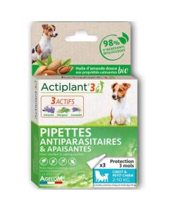 Actiplant Pipettes Bio Antiparasitaires Apaisantes chien 2-10kg x3