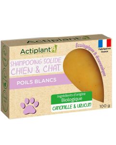 Actiplant Shampooing Solide Poils Blancs chien chat 100 g