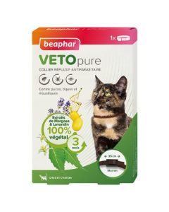Beaphar VETOpure collier répulsif antiparasitaire pour chat et chaton marron- La Compagnie des Animaux