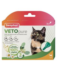 Beaphar VETOpure Pipettes répulsives antiparasitaires chat x3