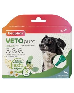 Beaphar VETOpure Pipettes répulsives antiparasitaires chien 15-30 kg x3