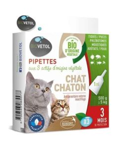 Biovetol Pipette antiparasitaire chaton et chat x3