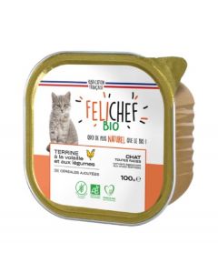 Felichef Terrine Bio volaille sans céréales pour chat 16 x 100 g