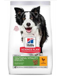 Hill's Science Plan Youthful Vitality Chien Medium Breed adult 7+ poulet 10 kg- La Compagnie des Animaux