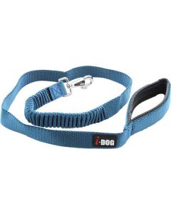 I-DOG Laisse Confort Elastique Bleu/Gris 120 cm