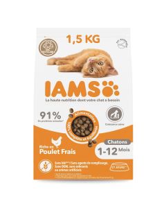 IAMS Vitality croquettes pour chaton au poulet 1.5 kg
