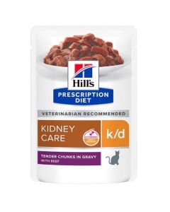 Hill's Prescription Diet Feline K/D Boeuf SACHETS 12 X 85 grs- La Compagnie des Animaux