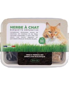 Pet Design Herbe à chat Bio en Barquette 300 g