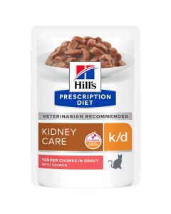 Hill's Prescription Diet Feline K/D Saumon SACHETS 12 X 85 grs- La Compagnie des Animaux