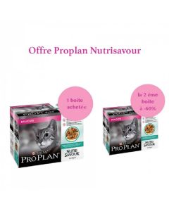 Offre Purina Proplan Cat Nutrisavour Delicate Poisson 1 boite achetée = la 2ème à -60%