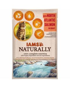 Iams Naturally Pâtée chat au saumon de l'Atlantique Nord en sauce 24 x 85 grs