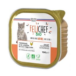 Felichef Terrine Bio volaille sans céréales pour chat 16 x 100 g