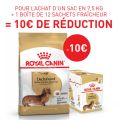 Offre Royal Canin: 1 Teckel Adult 7.5 kg + 1 Teckel Adult mousse 12 x 85 g = 10€ de remise immédiate