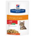 Hill's Prescription Diet Feline C/D Urinary Stress LIGHT Poulet SACHETS 12 x 85 grs