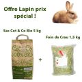 Offre Lapin: Gasco Cot & Co Bio Lapin 5 kg + Foin de Crau pour Lapin et rongeurs 1.5 kg