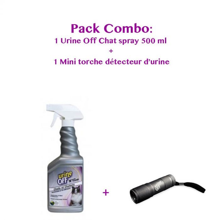 Pack Combo 1 Urine Off Chat Spray 500 Ml 1 Mini Torche Detecteur D
